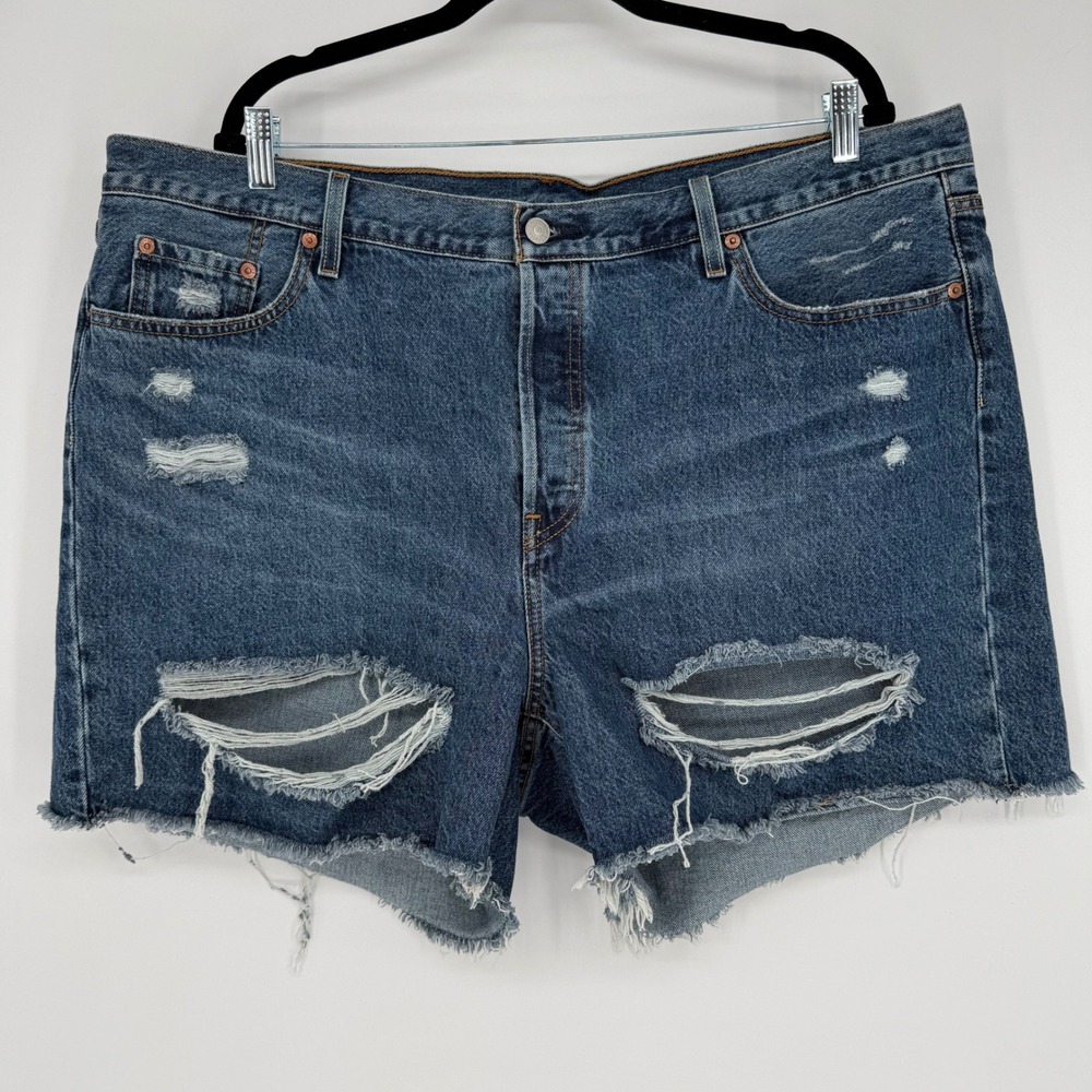 LEVI'S 501 DARK WASH DISTRESSED DENIM SHORTS SZ 20W
